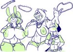  anthro beanie beverage big_breasts breasts canine female group hair hat huge_breasts hybrid jewelry jintonic lagomorph mammal necklace nipples open_mouth rabbit scalie shirt_up smile standing voluptuous wide_hips 