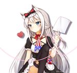 american_flag american_flag_print azur_lane bad_id bad_pixiv_id bangs bell between_fingers black_bow black_dress black_legwear blush bow box closed_mouth dated dress eyebrows_visible_through_hair flag_print green_eyes hair_bow hammann_(azur_lane) hamster_(hanmster) head_tilt heart heart-shaped_box highres holding holding_paper jingle_bell long_hair looking_at_viewer paper print_neckwear puffy_short_sleeves puffy_sleeves short_sleeves silver_hair simple_background sitting solo thighhighs v-shaped_eyebrows very_long_hair white_background 
