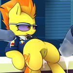  2016 amber_eyes anus clitoris clothed clothing cum cum_in_ass cum_inside cutie_mark disembodied_penis equine erection eyewear female feral friendship_is_magic fur group hair horse inside male mammal multicolored_hair my_little_pony neighday orange_hair penis pony pussy spitfire_(mlp) sunglasses two_tone_hair uniform wonderbolts_(mlp) yellow_fur 