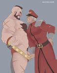  2boys bara blush machojuice male_focus multiple_boys naughty_face pecs penis scar street_fighter undressing yaoi 