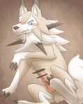  blue_eyes blush canine censored cum cum_on_penis feral looking_at_viewer lycanroc male mammal manoreo midday_lycanroc nintendo penis pok&eacute;mon pok&eacute;mon_(species) teeth video_games 