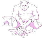  2015 age_difference aogami aria_(aogami) bear blush cub duo erection female lagomorph male male/female mammal monochrome navel open_mouth penetration penis pussy rabbit simple_background size_difference vaginal vaginal_penetration white_background young 
