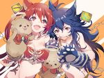  animal_ears breasts cerberus_(shingeki_no_bahamut) fenrir_(shingeki_no_bahamut) granblue_fantasy long_hair medium_breasts multiple_girls open_mouth paws pink_eyes shingeki_no_bahamut zenroku 