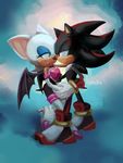  anthro bat clothing duo eye_contact eyeshadow female fur hand_holding hedgehog hi_res horomin makeup male male/female mammal romantic_couple rouge_the_bat shadow_the_hedgehog signature smile sonic_(series) video_games white_fur wings 