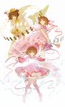  :d antenna_hair boots brown_hair capelet card cardcaptor_sakura clear_card clow_card dress elbow_gloves eru_(ljunwww) feathered_wings full_body fuuin_no_tsue gloves green_eyes hat highres holding holding_staff hoshi_no_tsue kinomoto_sakura looking_at_viewer looking_up magical_girl multiple_persona open_mouth pink_dress pink_footwear pink_hat pink_ribbon puffy_shorts ribbon sakura_card short_hair short_sleeves shorts simple_background smile staff thigh_boots thigh_ribbon thighhighs white_background white_gloves white_legwear white_wings wings yellow_shorts yume_no_tsue 