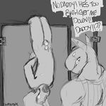  2018 anthro balls bathroom bdsm bondage bound clothing cub digital_media_(artwork) floppy_ears flopsy fur greyscale humanoid_penis male male/male mammal monochrome muscular nude penis prostitution public_restroom restroom_stall shirt simple_background size_difference skittleytwix tank_top trucker_(skittleytwix) young 