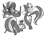  anthro big_breasts breasts butt chloe chloe_sinclaire conditional_dnp female fur hair huge_breasts jollyjack kevemperor mammal nipples sketch skunk smile solo white_fur white_hair 