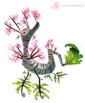  ambiguous_gender cherry_blossom cryptid-creations eyes_closed feral fish flower leaf leafy_sea_dragon marine plant seahorse simple_background solo white_background 