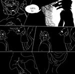  agudner anthro beard butt comic dialogue digital_media_(artwork) duo english_text facial_hair fish-ears fur hair horn male male/male mammal muscular muscular_male nude open_mouth sergal simple_background smile text 