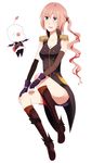  alternate_costume bad_id bad_pixiv_id breasts cleavage final_fantasy final_fantasy_xiii final_fantasy_xiii-2 gloves karudoll long_hair moogle open_mouth pink_hair sera_(serappi) serah_farron side_ponytail smile solo 
