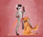  2017 anthro balls blush canine collar cum cum_on_face digital_media_(artwork) dog duo e1m8 ear_piercing erection eyes_closed fellatio fur german_shepherd leash licking male male/male mammal marsupial nipples nude opossum oral penis piercing sex simple_background tongue tongue_out 