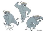  anthro barefoot bovine buffalo cape_buffalo casual_nudity chief_bogo disney flexing frown grey_body hooves horn looking_aside male mammal nude official_art on_one_leg partially_colored simple_background sitting sketch smile solo standing stool tail_tuft tuft unknown_artist vaulting vaulting_horse white_background zootopia 