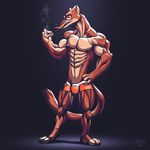  anthro cigarette clothing disney duke_weaselton flexible hi_res hyper male mammal muscular mustelid nude slim smoke smoking solo tall the_fabulous_croissant underwear weasel zootopia 