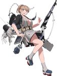  breasts bullet flight_deck full_body gun intrepid_(kantai_collection) kantai_collection large_breasts m1903_springfield miniskirt no_bra official_art remodel_(kantai_collection) rifle rigging shibafu_(glock23) skirt sling_(weapon) solo torn_clothes transparent_background weapon 