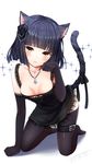  animal_ears bad_revision bangs bare_shoulders belt belt_buckle bikini_top black_belt black_bikini_top black_dress black_flower black_gloves black_hair black_legwear black_ribbon black_rose blunt_bangs blush breasts brown_eyes buckle cat_ears cat_girl cat_tail cleavage collarbone commentary_request covered_nipples cross downscaled_revision dress elbow_gloves flower front-tie_bikini front-tie_top full_body gloves hair_flower hair_ornament head_tilt heart highres jewelry kneeling leg_belt looking_at_viewer md5_mismatch medium_breasts no_shoes omoomomo original parted_lips paw_pose pendant revision ribbon rose signature sleeveless sleeveless_dress solo sparkle tail tail_ribbon thighhighs white_background 