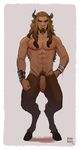  1boy abs beard full_body horns kupo_klein long_hair male_focus muscle penis solo 