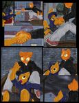  boat casey_(nitw) clothing comic dog_house flooding frist44 gregg_(nitw) hoodie mae_(nitw) night_in_the_woods powerline raining vehicle 