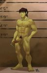  1boy abs barefoot book feet full_body green_skin kupo_klein looking_at_viewer male_focus muscle nipples nude pointy_ears presenting solo toes 