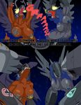  big_breasts breasts comic cybernetics cyborg dialogue digimon dragon english_text female gigadramon hair machine mankor mimi mugendramon nipples nude open_mouth pussy reptile scalie simple_background sora text transformation 
