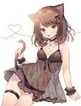  :3 animal_ears black_panties blush breasts brown_eyes brown_hair cat_day cat_ears cat_tail choker heart heart_of_string lingerie looking_at_viewer medium_breasts negligee noda_shuha open_mouth original panties short_hair solo tail underwear wrist_cuffs 
