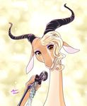  antelope anthro disney female fur gazelle gazelle_(zootopia) hair hi_res horn mammal namagakiokami simple_background solo zootopia 