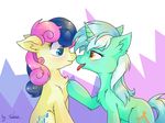  2017 abstract_background blue_eyes blush bonbon_(mlp) chest_tuft cute cutie_mark cyan_hair duo earth_pony equine eye_contact eyebrows eyelashes female female/female feral friendship_is_magic fur hair half-closed_eyes hi_res horn horse inner_ear_fluff kaliner lyra_heartstrings_(mlp) mammal multicolored_hair my_little_pony nude open_mouth open_smile pony signature sitting smile tongue tongue_out tuft two_tone_hair unicorn wide_eyed yellow_eyes 