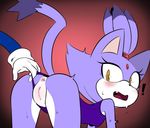  anthro anus blaze_the_cat blush butt cat clothed clothing colored disembodied_hand duo feline female fur hearlesssoul mammal open_mouth pussy simple_background solo_focus sonic_(series) swimsuit video_games wet 