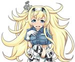  blonde_hair blue_eyes breast_pocket breasts gambier_bay_(kantai_collection) gloves hair_between_eyes hairband kantai_collection large_breasts long_hair open_mouth pocket simple_background solo tearing_up tk8d32 twintails upper_body white_background white_gloves 