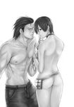  artist_request ass back billy_coen capcom choker cuffs handcuffs looking looking_back monochrome naked nude rebecca_chambers resident_evil resident_evil_0 