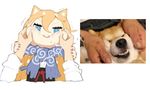  animal animal_ears blonde_hair blue_eyes cheek_squash dog dog_ears hair_between_eyes hands_on_another's_wrists jong_tu looking_at_viewer multicolored_hair original photo-referenced reference_photo reference_photo_inset scarf shiba_inu shiba_squish short_hair simple_background solo_focus two-tone_hair upper_body white_background white_hair 