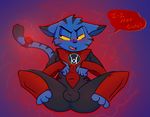  anthro blue_fur blush bulge cat clothing dc_comics dex-starr dialogue feline fur iguanasarecool invalid_tag male mammal markings open_mouth red_lantern ring spreading suit text yellow_eyes 