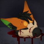  ambiguous_gender black_hair blood blood_drip blood_from_nose blood_on_face citrouille death decapitation deermary digital_media_(artwork) eyes_closed fur gore hair inner_ear_fluff low_res mammal nosebleed severed_head unknown_species 