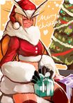  &lt;3 2015 animal_humanoid antennae anthro christmas christmas_tree claws clothed clothing costume english_text eyewear female gift glasses hat holding_gift holding_object holidays humanoid insect_wings legwear looking_at_viewer midriff moth-chan moth_humanoid mothmandraws navel neck_tuft red_eyes santa_costume santa_hat smile solo text thigh_highs tree tuft wings wrist_tuft 