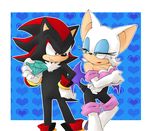  anthro bat clothing duo female fur hedgehog male mammal pokewanko rouge_the_bat shadow_the_hedgehog sonic_(series) video_games white_fur wings 