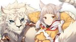  animal animal_ears bangs blue_eyes blunt_bangs bodysuit byakko_(xenoblade) cat_ears gloves hood looking_at_viewer niyah short_hair silver_hair simple_background smile tiger white_gloves xenoblade_(series) xenoblade_2 yappen yellow_eyes 