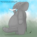  2018 da~blueguy dialogue elephant looking_at_viewer mammal penis talking_to_viewer 