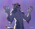  2018 abs absurd_res anthro biceps canine fur hair hi_res male mammal muscular muscular_male nipples remulle_(artist) solo standing were werewolf 