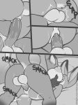  2018 anthro anthro_on_anthro anus areola balls balls_deep big_breasts breasts canid canine comic cowgirl_position deep_penetration digital_media_(artwork) disney duo female female_penetrated fox freckles_(artist) greyscale huge_breasts interspecies judy_hopps lagomorph lying male male/female male_penetrating mammal mating_press missionary_position monochrome nick_wilde nipples nude on_back on_top penetration penis pussy rabbit sex text url vaginal vaginal_penetration zootopia 