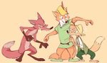  2018 anthro black_nose br&#039;er_fox canine clothed clothing disney fox fur group hi_res male mammal robin_hood robin_hood_(disney) simple_background song_of_the_south uochandayo 
