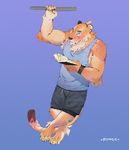  2018 absurd_res anthro biceps clothing feline fur hair hi_res male mammal remulle_(artist) solo standing 