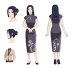  black_hair blue_eyes china_dress chinese_clothes dress full_body high_heels highres long_hair naruto naruto_(series) shi_gong side_slit solo uchiha_mikoto 