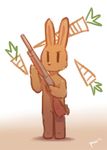  2018 anthro carrot featureless_crotch food gun holding_object holding_weapon lagomorph male mammal nude panzery25 rabbit ranged_weapon shotgun signature solo standing vegetable weapon 