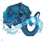  2018 ambiguous_gender blue_eyes blue_fur digital_media_(artwork) feral fur grypwolf horn kukuri simple_background solo water white_background 