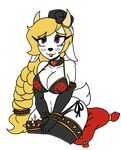  big_breasts braided_hair breasts clothing collar cosplay costume female fur hair harriet_(mario) lagomorph legwear log_draws long_hair mammal nintendo pillow rabbit short_stack spiked_collar spikes super_mario_odyssey swimsuit thigh_highs video_games white_fur wide_hips 