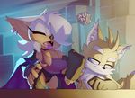  anthro bat big_breasts bigdad breasts canine chibi clothed clothing duo female fox gloves makeup male mammal miles_prower open_mouth rouge_the_bat smile sonic_(series) voluptuous 
