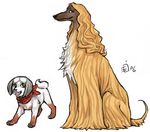  bleach brown_eyes dog emlan full_body kuna_mashiro lowres neckerchief no_humans ootoribashi_roujuurou signature simple_background sitting size_difference standing white_background 