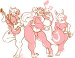  anthro big_breasts breasts bulge canine clothed clothing collar dickgirl electric_guitar female group guitar holding_microphone humanoid_penis intersex jintonic mammal monochrome musical_instrument nipples open_mouth penis rodent smile squirrel standing thick_thighs underwear voluptuous 