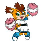  alpha_channel anthro arm_warmers armwear bow_tie cheerleader clothing female footwear fur green_eyes hair_bow hair_ribbon hi_res hokkaido_nippon-ham_fighters jersey jumping legwear looking_at_viewer mammal mascot multicolored_fur nippon_professional_baseball official_art open_mouth polly_polaris pom_poms ribbons rodent shoes simple_background smile solo sport squirrel transparent_background uniform white_outline 