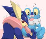  ambiguous_gender amphibian anthro blush froakie greninja male male/ambiguous nintendo penis pok&eacute;mon pok&eacute;mon_(species) simple_background sweat tagme type video_games white_background 