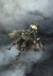  asterisk_kome bird_tail blonde_hair feathered_wings feathers fingerless_gloves flying gloves goggles gun hat highres military military_hat military_uniform original soldier solo uniform war weapon winged_fusiliers wings yellow_eyes 